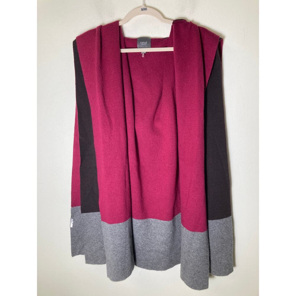 Lysse New York Color Block Knit Hooded Shawl Sz S